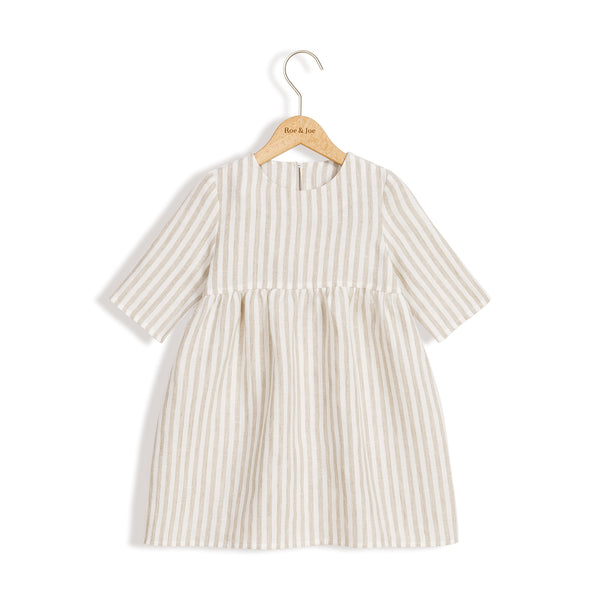 LONG SLEEVED DRESS - NEUTRAL STRIPES