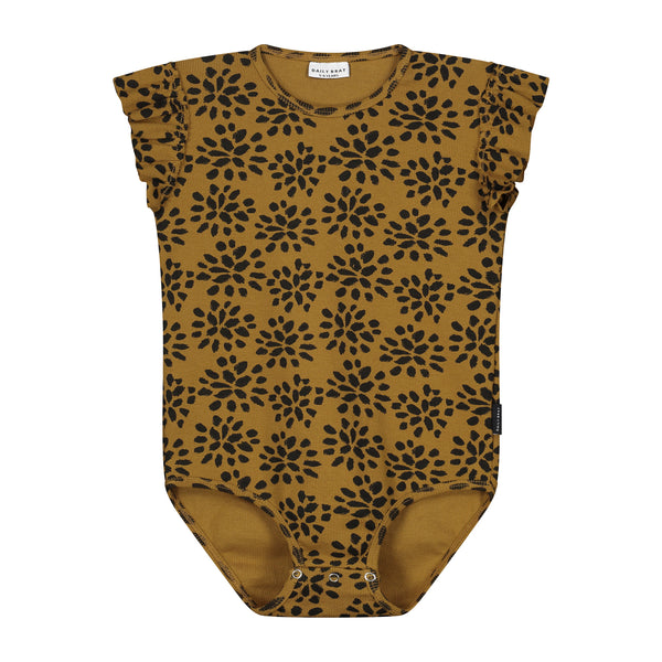 PAINTED FLOWER BODYSUIT - SANDSTONE