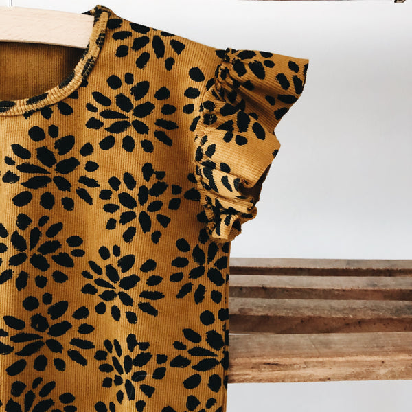 PAINTED FLOWER BODYSUIT - SANDSTONE