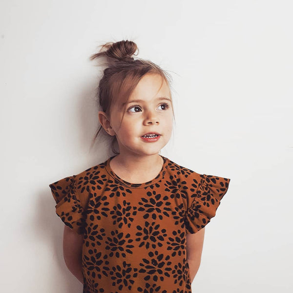 PAINTED FLOWER BODYSUIT - SANDSTONE