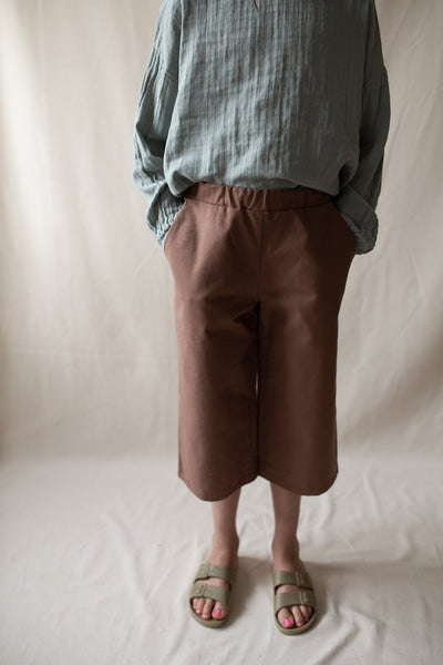 Monkind UK trousers culottes Organic Sustainable Conscious brown