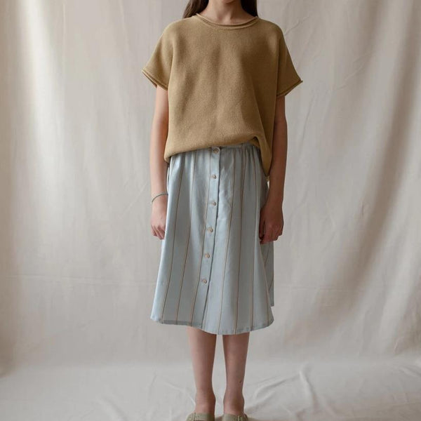 Monkind UK skirt Organic Sustainable Conscious blue midi