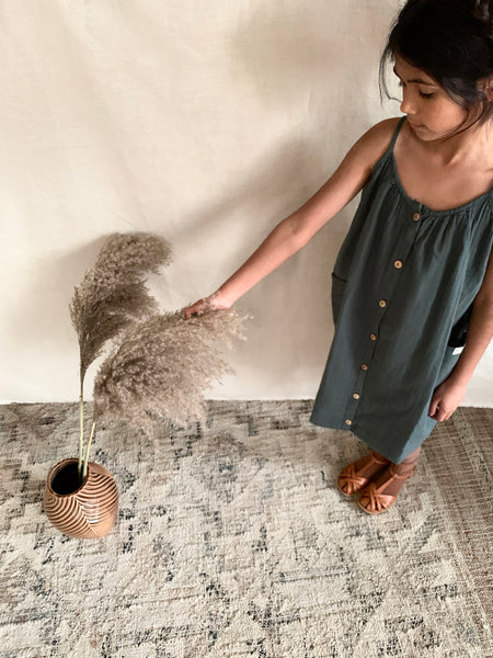 Matona uk organic cotton blue grey sustainable conscious oversized dress