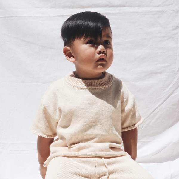 LIGHT KNIT BOXY TEE - SAND