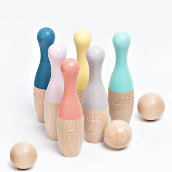 WOODEN BOWLING SET - PASTEL