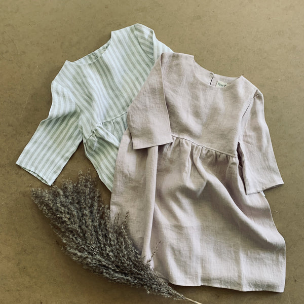 LONG SLEEVED DRESS - NEUTRAL STRIPES