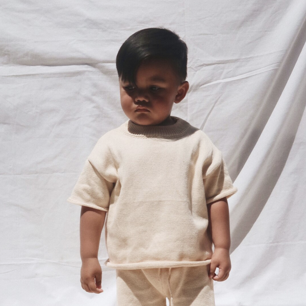 LIGHT KNIT BOXY TEE - SAND
