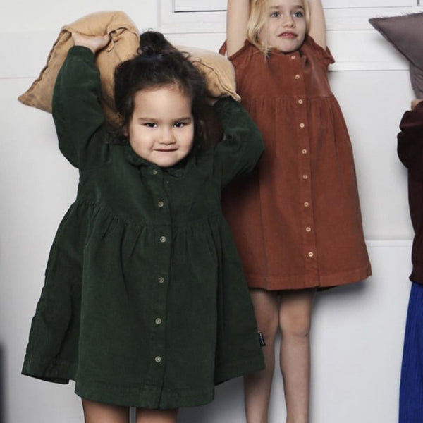 BROOKE CORDUROY DRESS - OLIVE ROSE