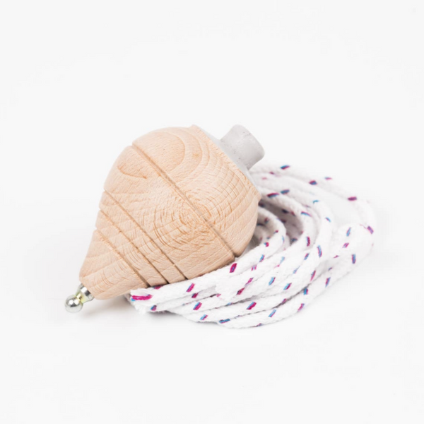 WOODEN SPINNING TOP - GREY