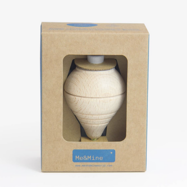 WOODEN SPINNING TOP - GREY