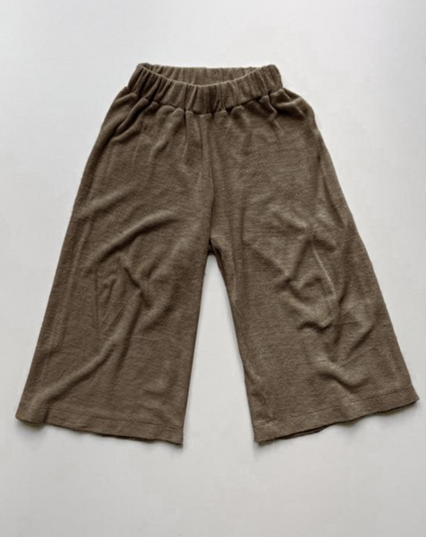 WIDE LEG TERRY TROUSER - WALNUT