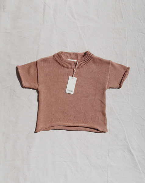 LIGHT KNIT BOXY TEE - CORAL