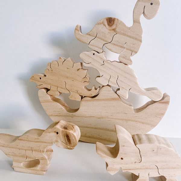 WOODEN DINOSAURS STACKING TOY