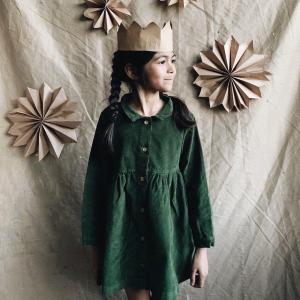 BROOKE CORDUROY DRESS - OLIVE ROSE