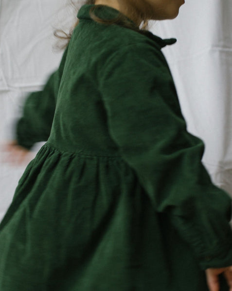 BROOKE CORDUROY DRESS - OLIVE ROSE