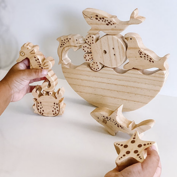 WOODEN SEA LIFE STACKING TOY
