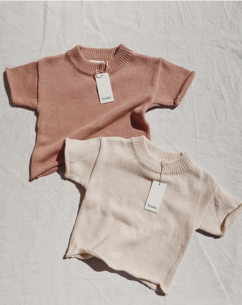 LIGHT KNIT BOXY TEE - SAND