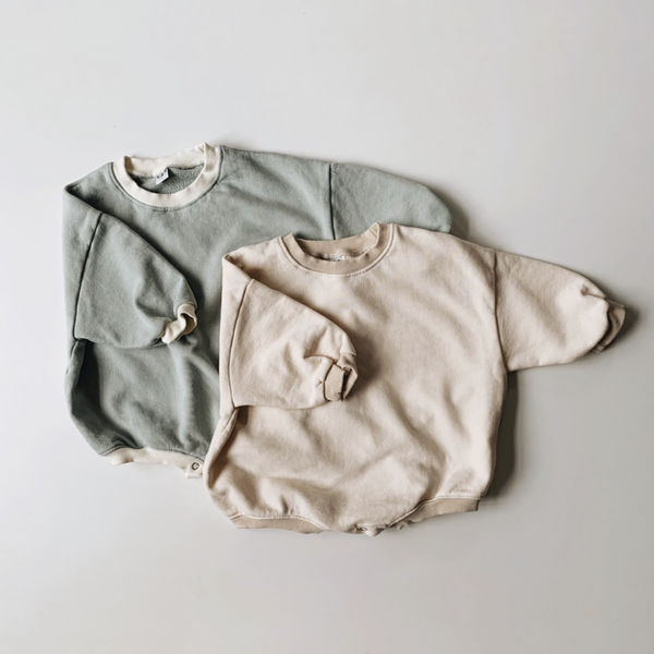 SWEATSHIRT ROMPER - CREAM