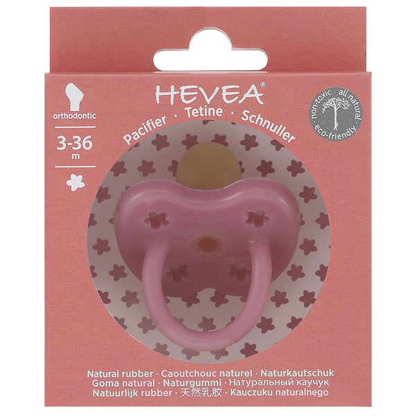 Hevea dummy pacifier uk pink natural rubber plastic free