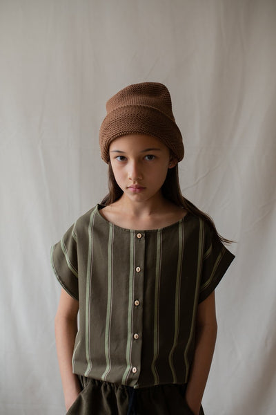 Monkind UK Stripe Top Organic Sustainable Conscious Olive Green