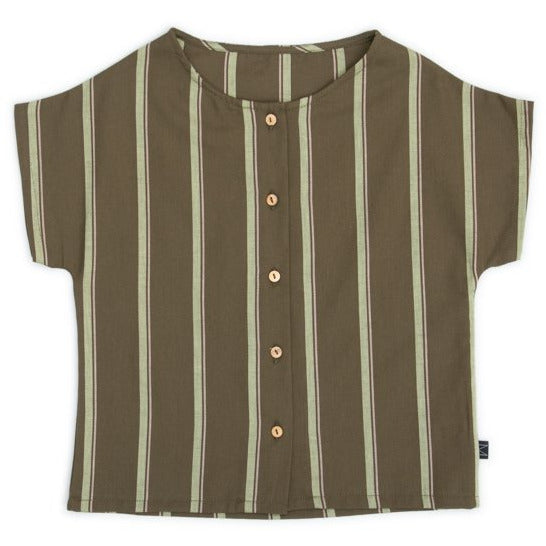 Monkind UK Stripe Top Organic Sustainable Conscious Olive Green
