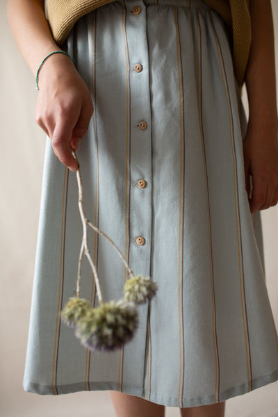 Monkind UK skirt Organic Sustainable Conscious blue midi