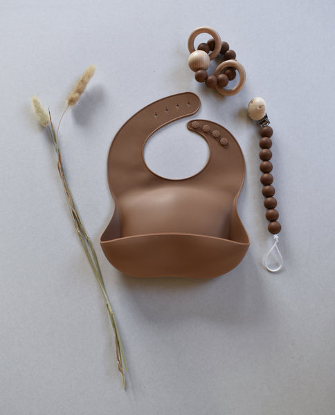 Dove and dovelet uk teething rattle silicone natural brown