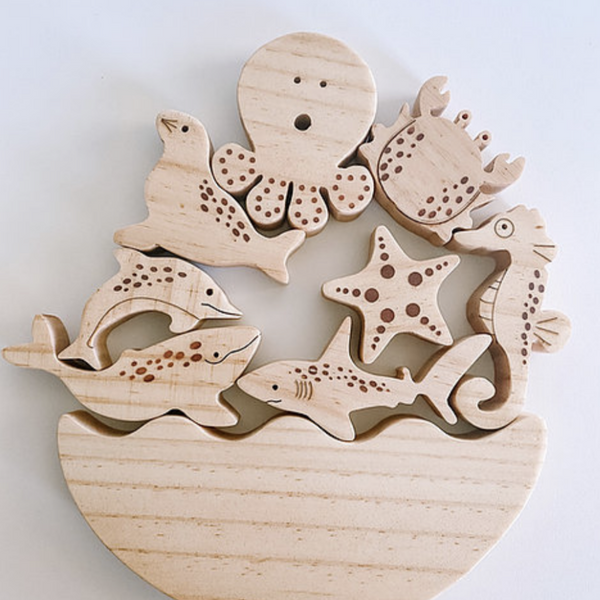 WOODEN SEA LIFE STACKING TOY