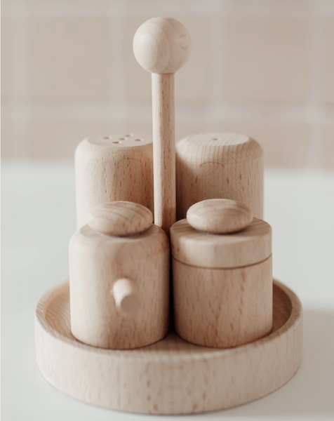 WOODEN SALT AND PEPPER SHAKERS SET