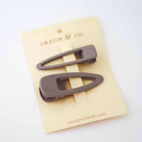 MATTE HAIR CLIPS - SET OF 2 - STONE